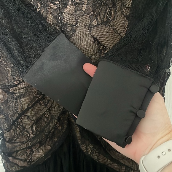 HOUSE of CB Griffe Black Lace Super Plunge Maxi Dress Sheer Black Dark Fairy - Picture 5 of 11